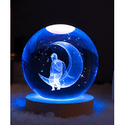  2xLámpara El Principito luna,  Esfera de cristal El principito- luz RGB- CYBER