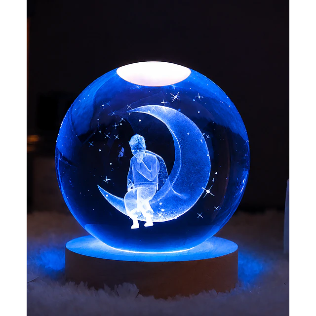  2xLámpara El Principito luna,  Esfera de cristal El principito- luz RGB- CYBER