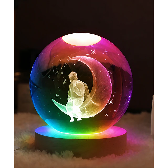  2xLámpara El Principito luna,  Esfera de cristal El principito- luz RGB- CYBER