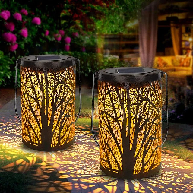 2x Farol solar lata hojas y árbol de la vida- CYBER 