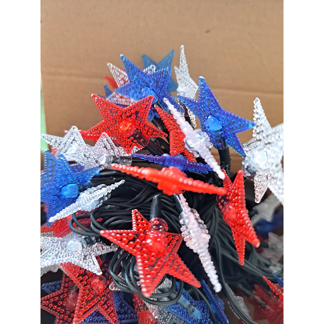 Guirnalda solar tricolor fiestas patrias 10mt 100led dieciocho septiembre