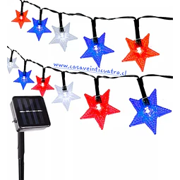 Guirnalda solar tricolor fiestas patrias 10mt 100led dieciocho septiembre