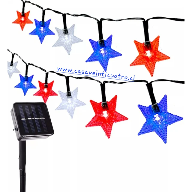 Guirnalda solar tricolor fiestas patrias 20mt 200led dieciocho septiembre