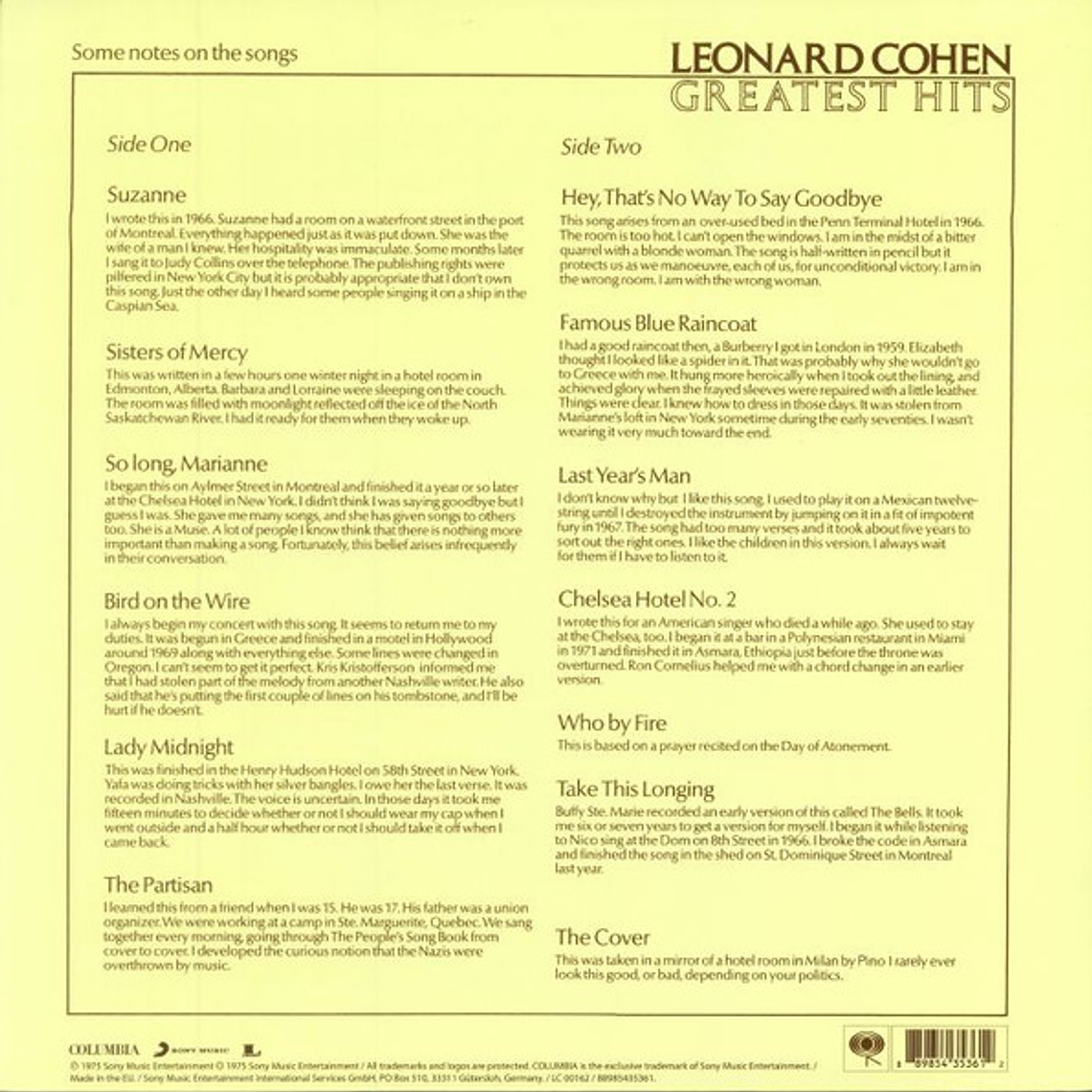 Leonard Cohen – Greatest Hits 2