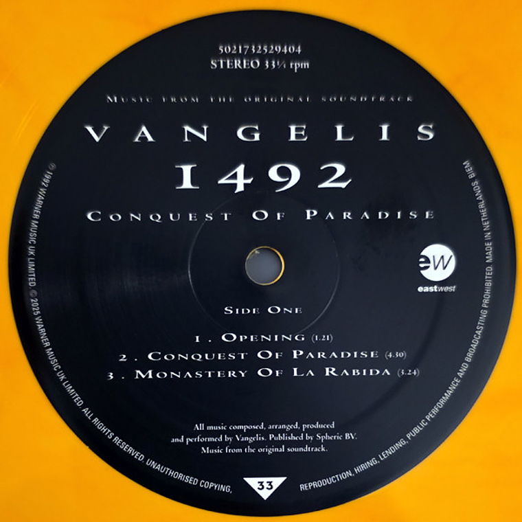 Vangelis – 1492 - Conquest Of Paradise (Music From The Original Soundtrack) 3