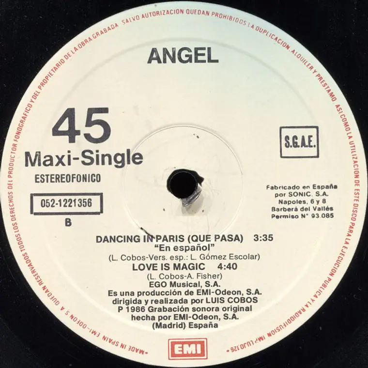 Angel ‎– Dancing In Paris = Que Pasa (Version En Español) 2