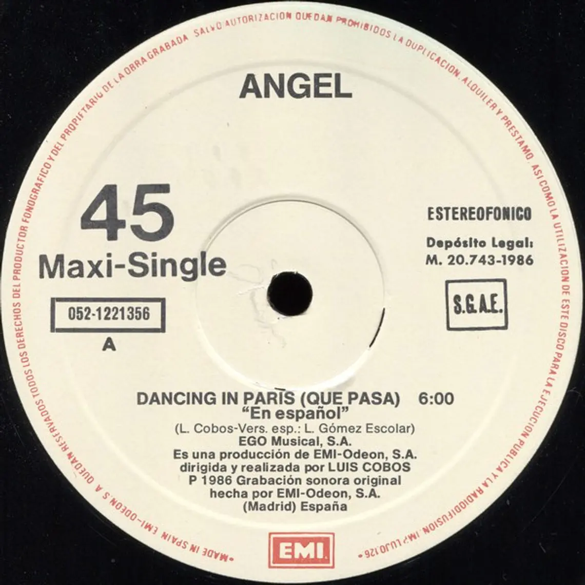 Angel ‎– Dancing In Paris = Que Pasa (Version En Español) 4