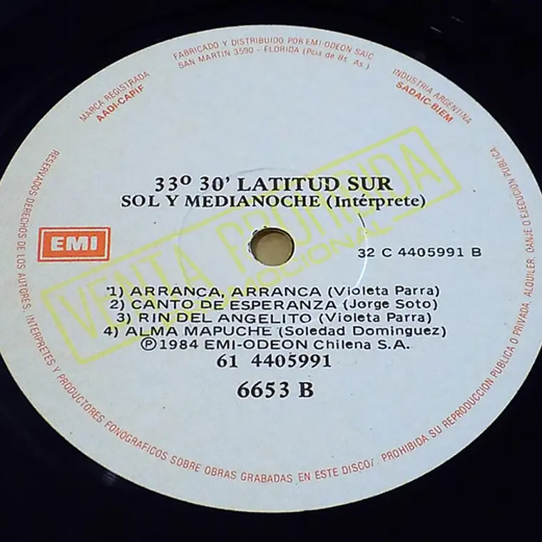 Sol Y Medianoche – 33°30' Latitud Sur / EDICION ARGENTINA DE COLECCION 4
