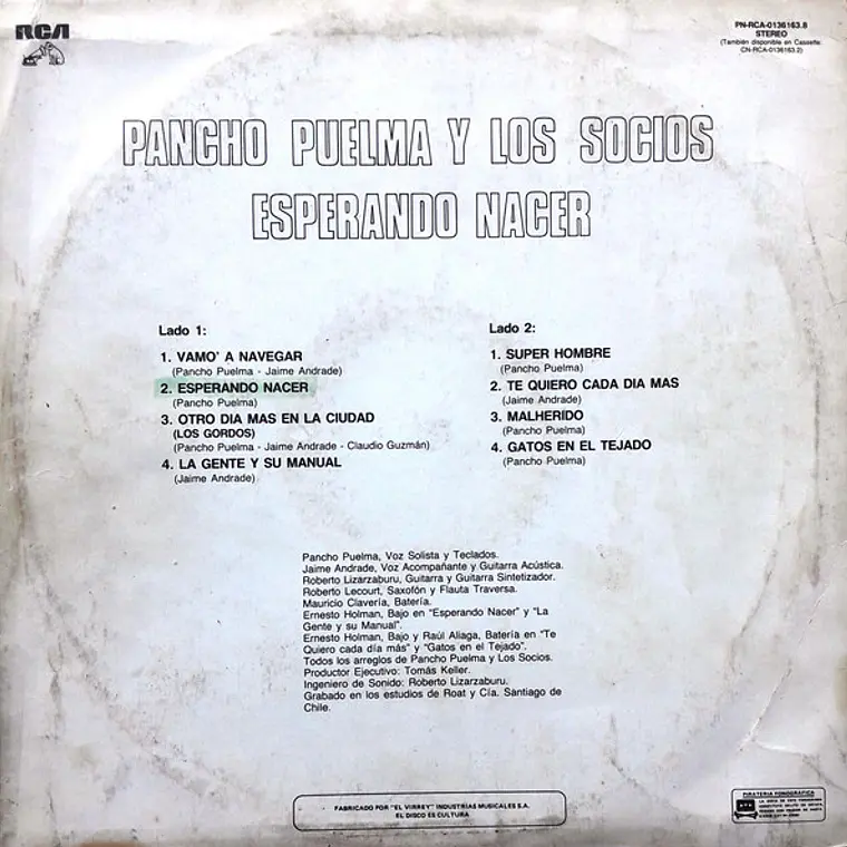 Pancho Puelma & Los Socios – Esperando Nacer / EDICION DEL AÑO / NO EXISTE RE 2