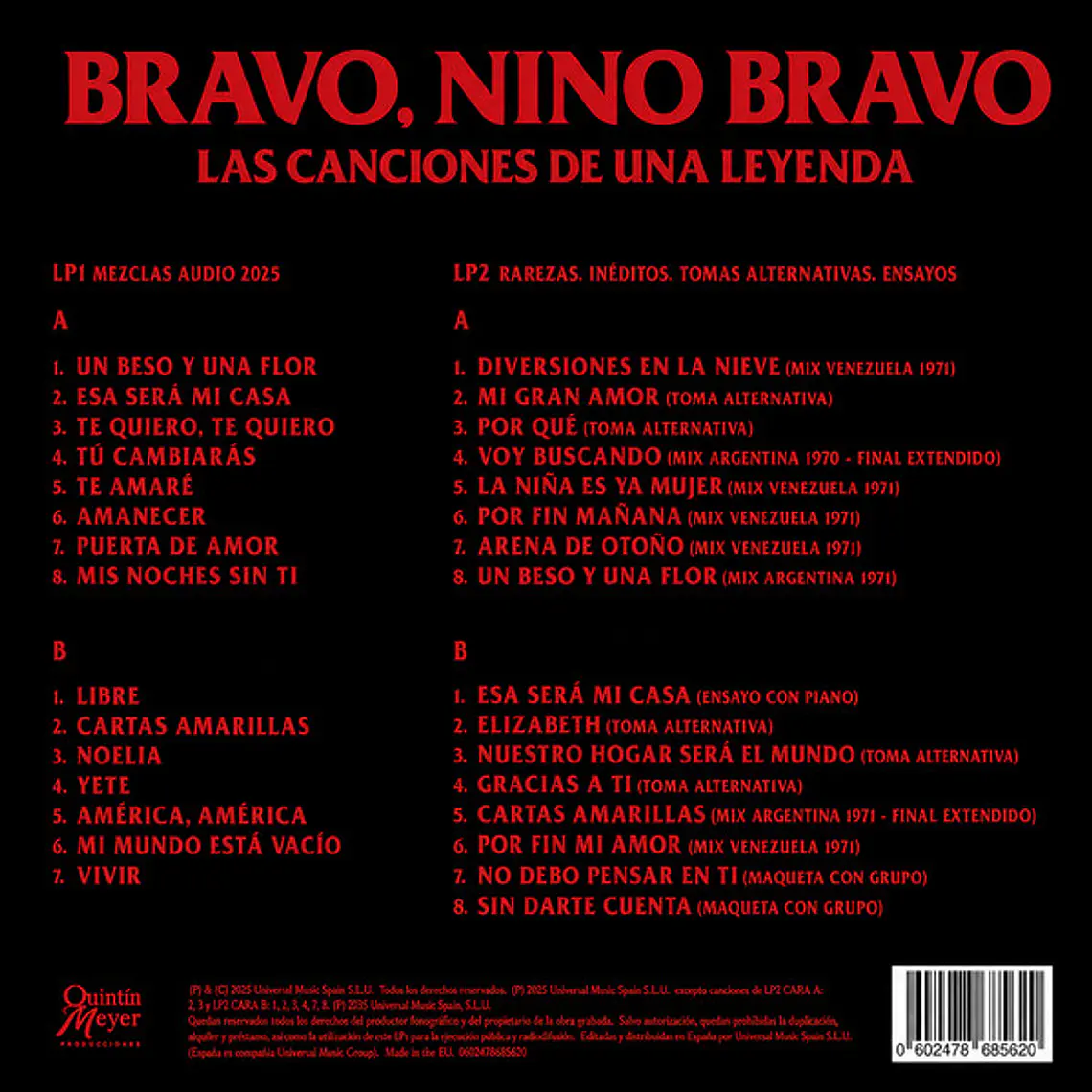 Nino Bravo – Las Canciones De Una Leyenda (80 Aniversario) (2lp) (Red & Orange Vinyl 2