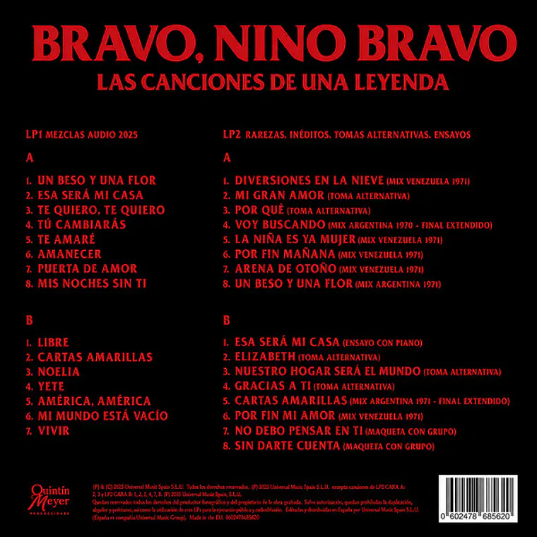 Nino Bravo – Las Canciones De Una Leyenda (80 Aniversario) (2lp) (Red & Orange Vinyl 2