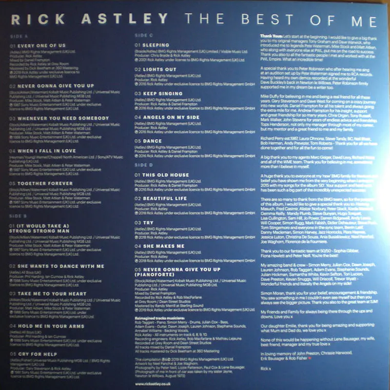 Rick Astley – The Best Of Me EDICION DOBLE DE COLOR LIMITADA DESCONTINUADA 7