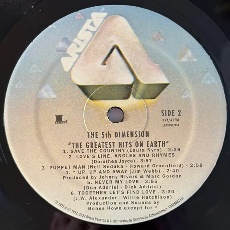 The 5th Dimension* – Greatest Hits On Earth  USADO COMO NUEVO 3