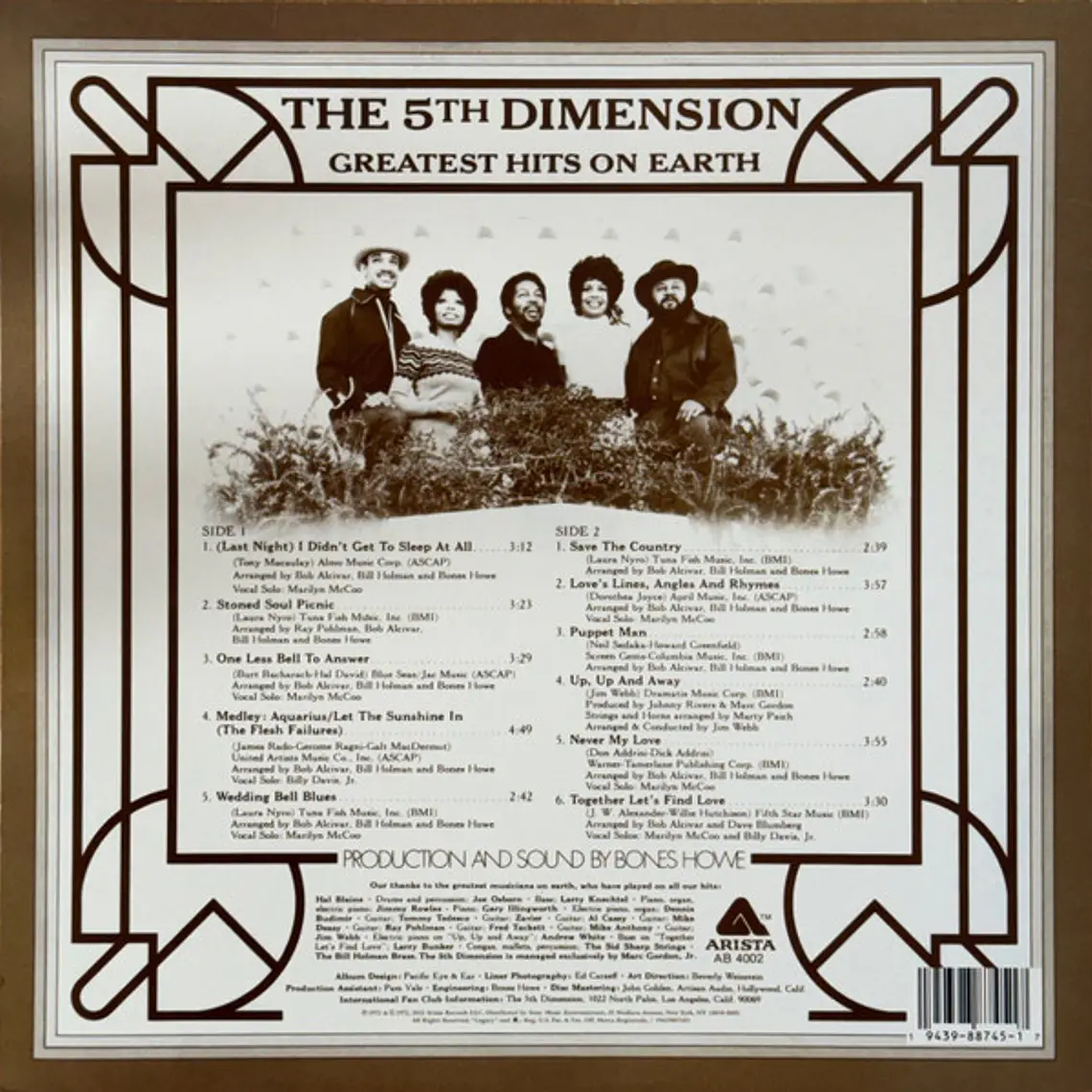 The 5th Dimension* – Greatest Hits On Earth  USADO COMO NUEVO 2