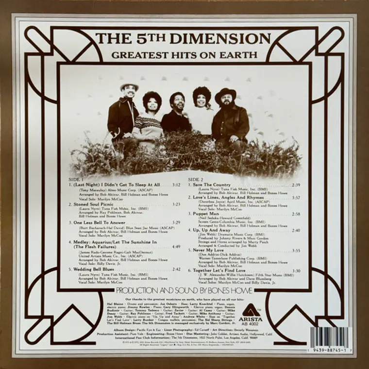 The 5th Dimension* – Greatest Hits On Earth  USADO COMO NUEVO 2