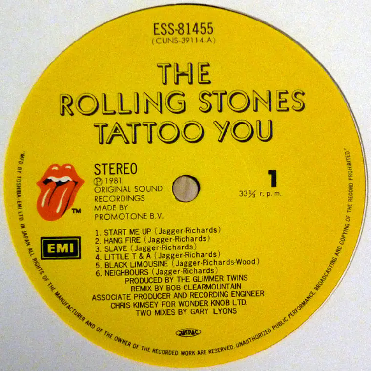 The Rolling Stones – Tattoo You / NM/JAPAN/NO OBI 2