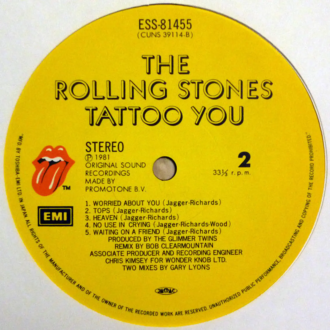 The Rolling Stones – Tattoo You / NM/JAPAN/NO OBI 3