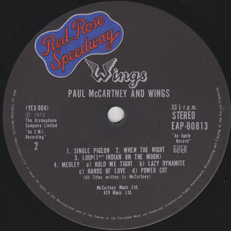 Paul McCartney And Wings* Red Rose Speedway/ ED.JAPON 4