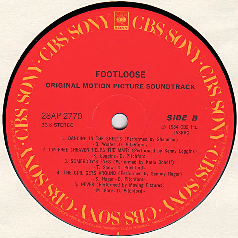 Various – Footloose (Original Motion Picture Soundtrack) /NM/JAPON/NO OBI 2