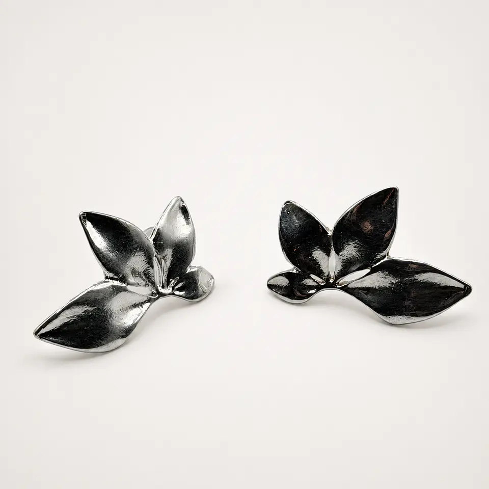 Aros Media Flor Calada Plateados 1