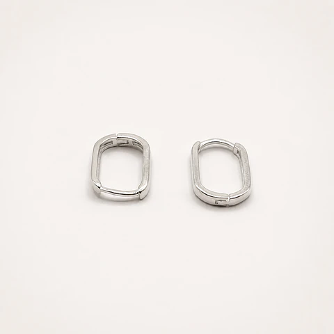 Aros Argolla Rectangular Plateados