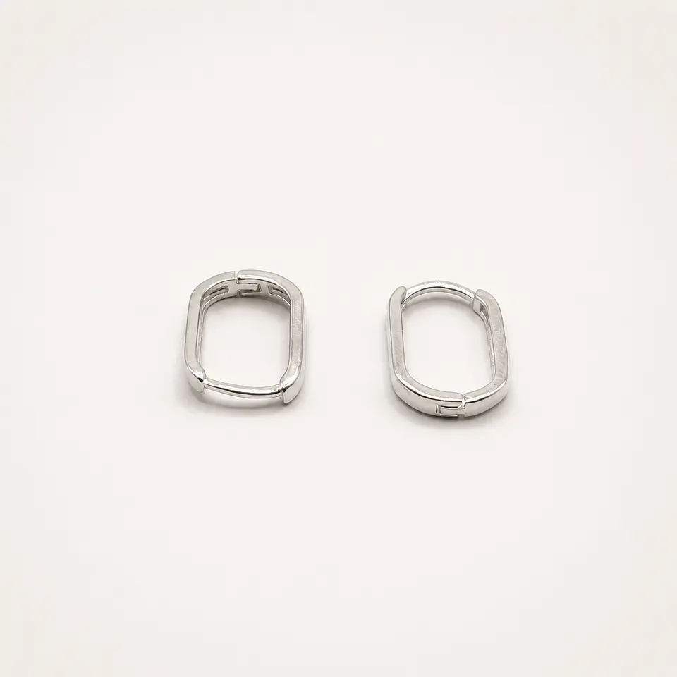 Aros Argolla Rectangular Plateados 1