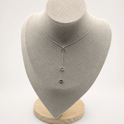 Collar Cascada Círculos Bañado en Plata