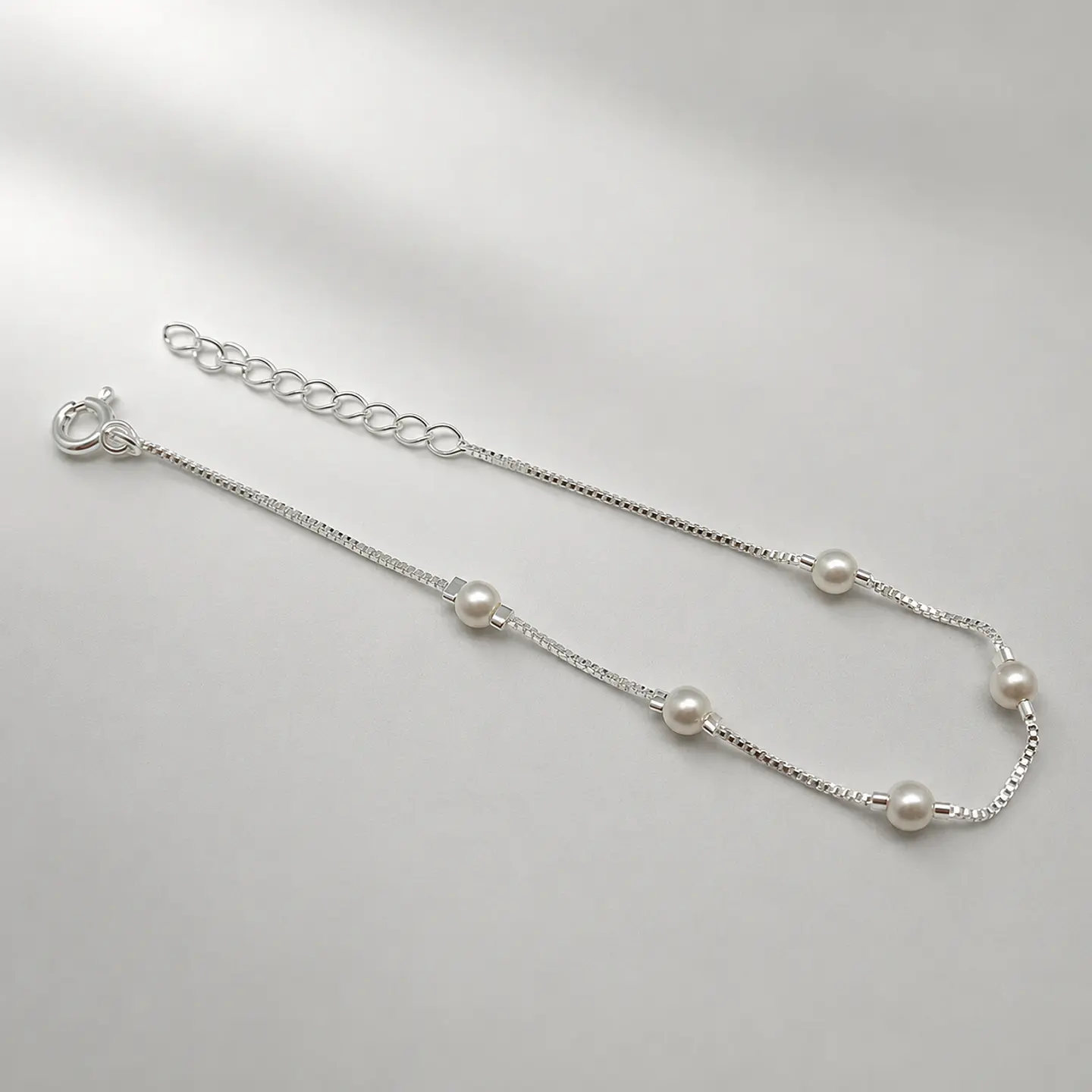 Pulsera Perlas Veneciana Plateada 1