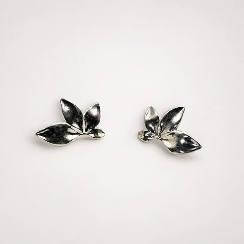 Aros Media Flor Calada Bañados en Plata