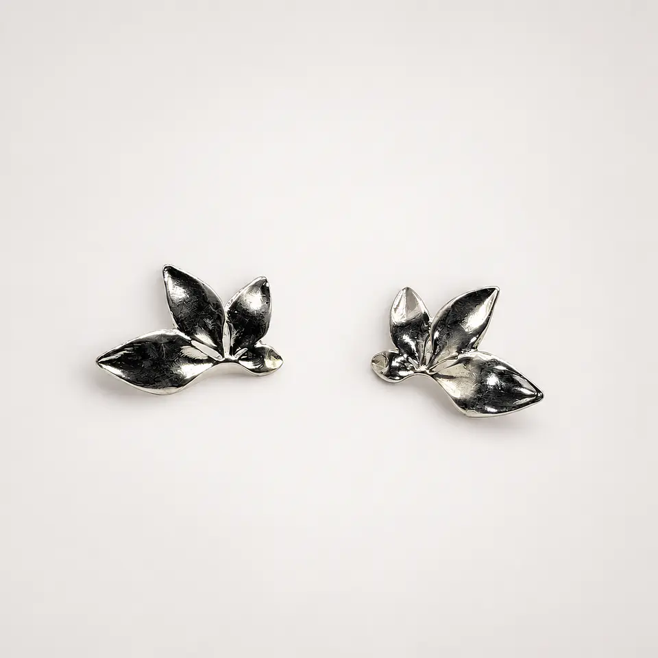 Aros Media Flor Calada Bañados en Plata 1