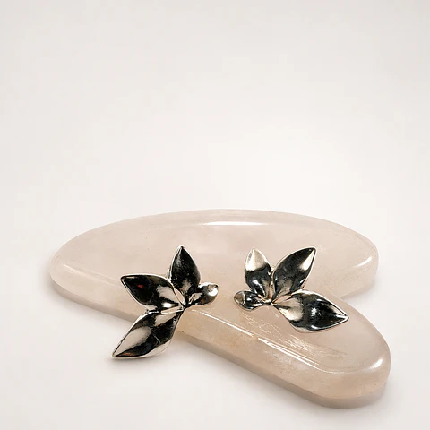 Aros Media Flor Calada Bañados en Plata
