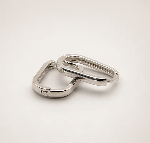 Aros Argolla Rectangular Bañados en Plata