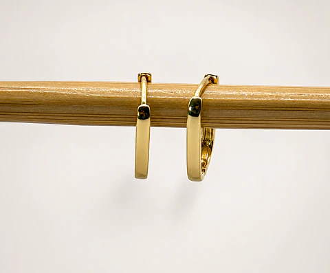 Aros Argolla Rectangular Bañados en Oro