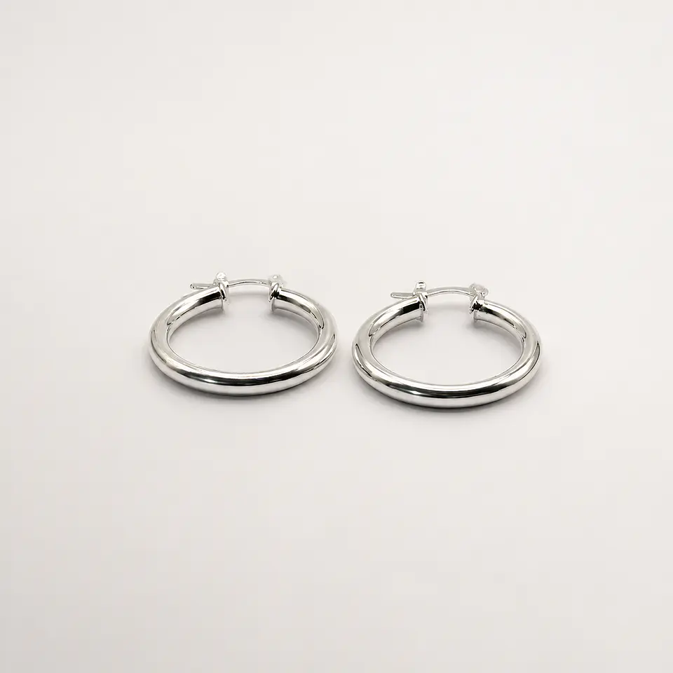 Aros Argolla Tubo Bañados en Plata 1