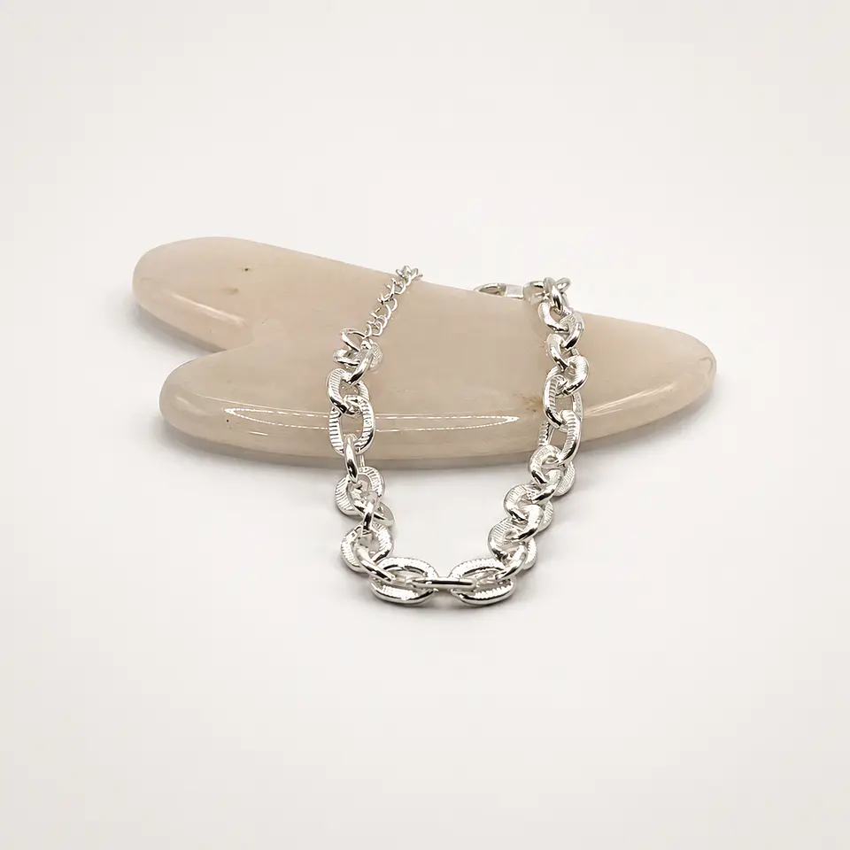 Pulsera Candado Eslabones Bañada en Plata 1