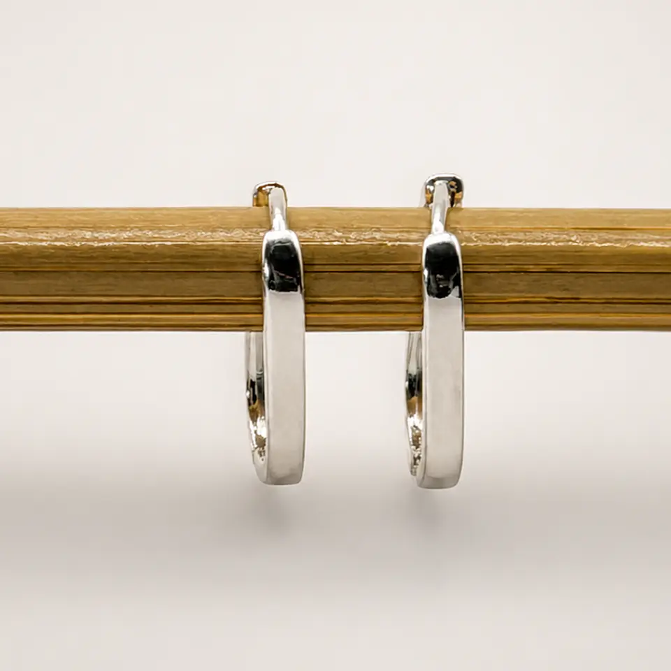 Aros Argolla Rectangular Bañados en Plata 3