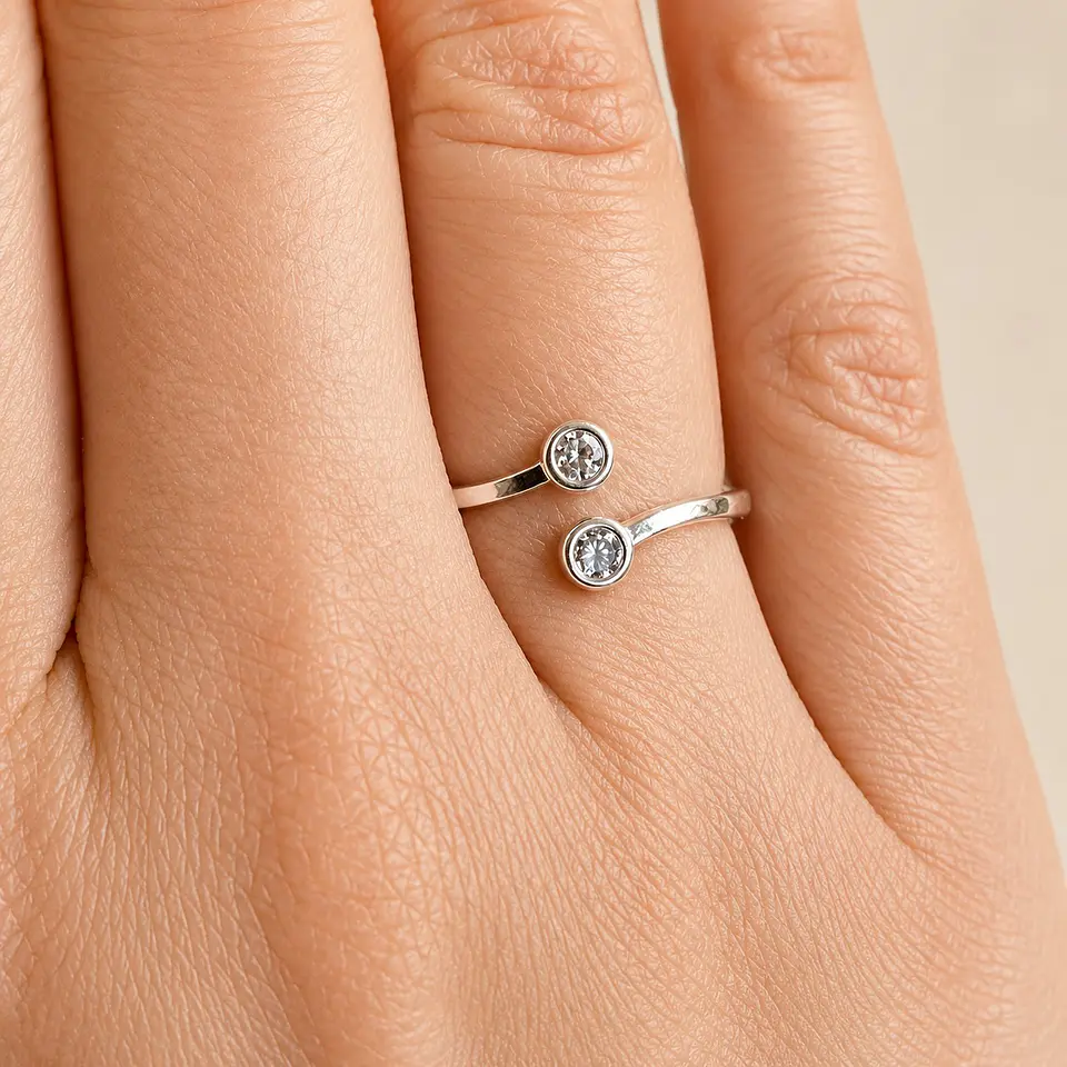 Anillo Circones Regulable Bañado en Plata 2