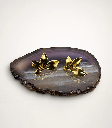 Aros Media Flor Calada Bañados en Oro