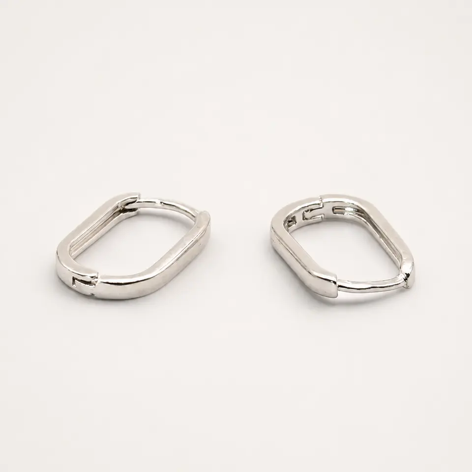 Aros Argolla Rectangular Bañados en Plata 1