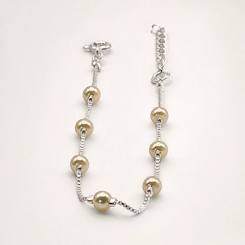 Pulsera Perlas Veneciana Bañada en Plata