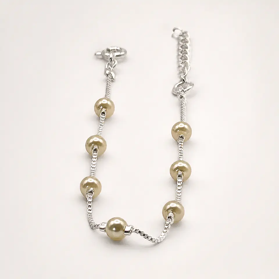 Pulsera Perlas Veneciana Bañada en Plata 1
