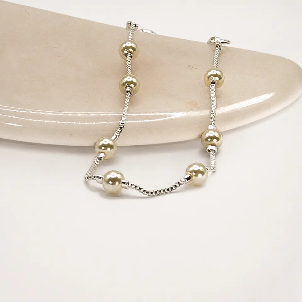 Pulsera Perlas Veneciana Bañada en Plata 4