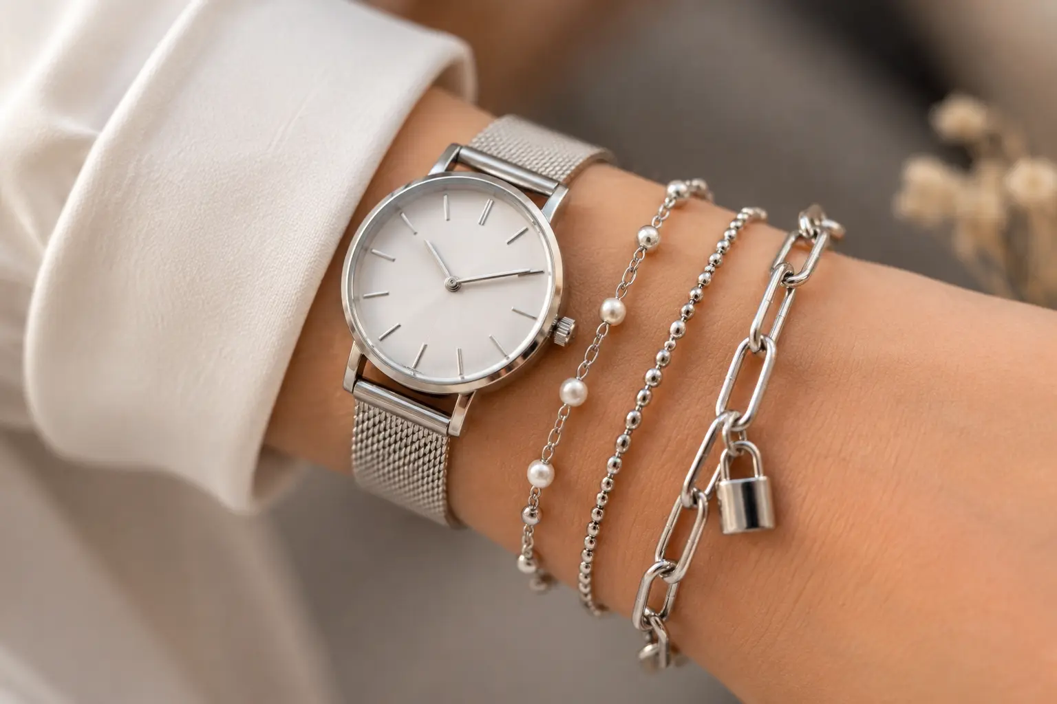 Cómo combinar pulseras con reloj sin recargar la muñeca