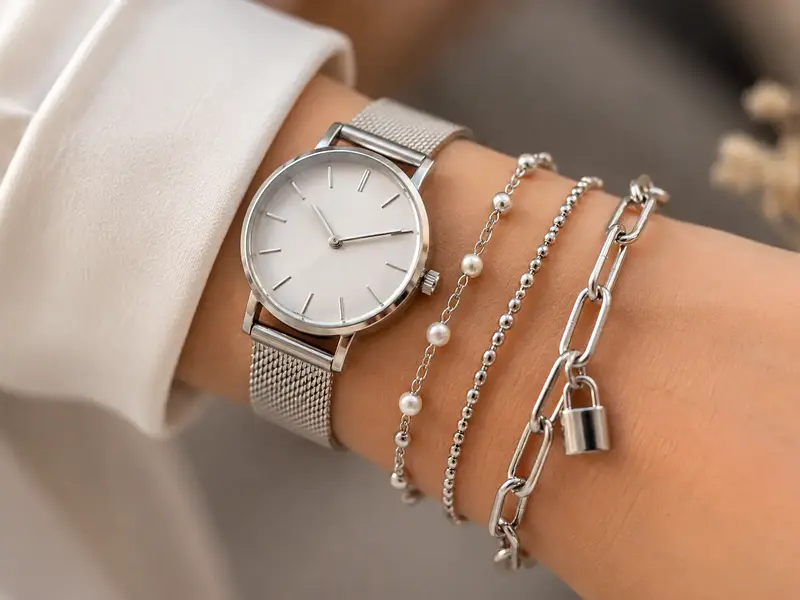 Cómo combinar pulseras con reloj sin recargar la muñeca