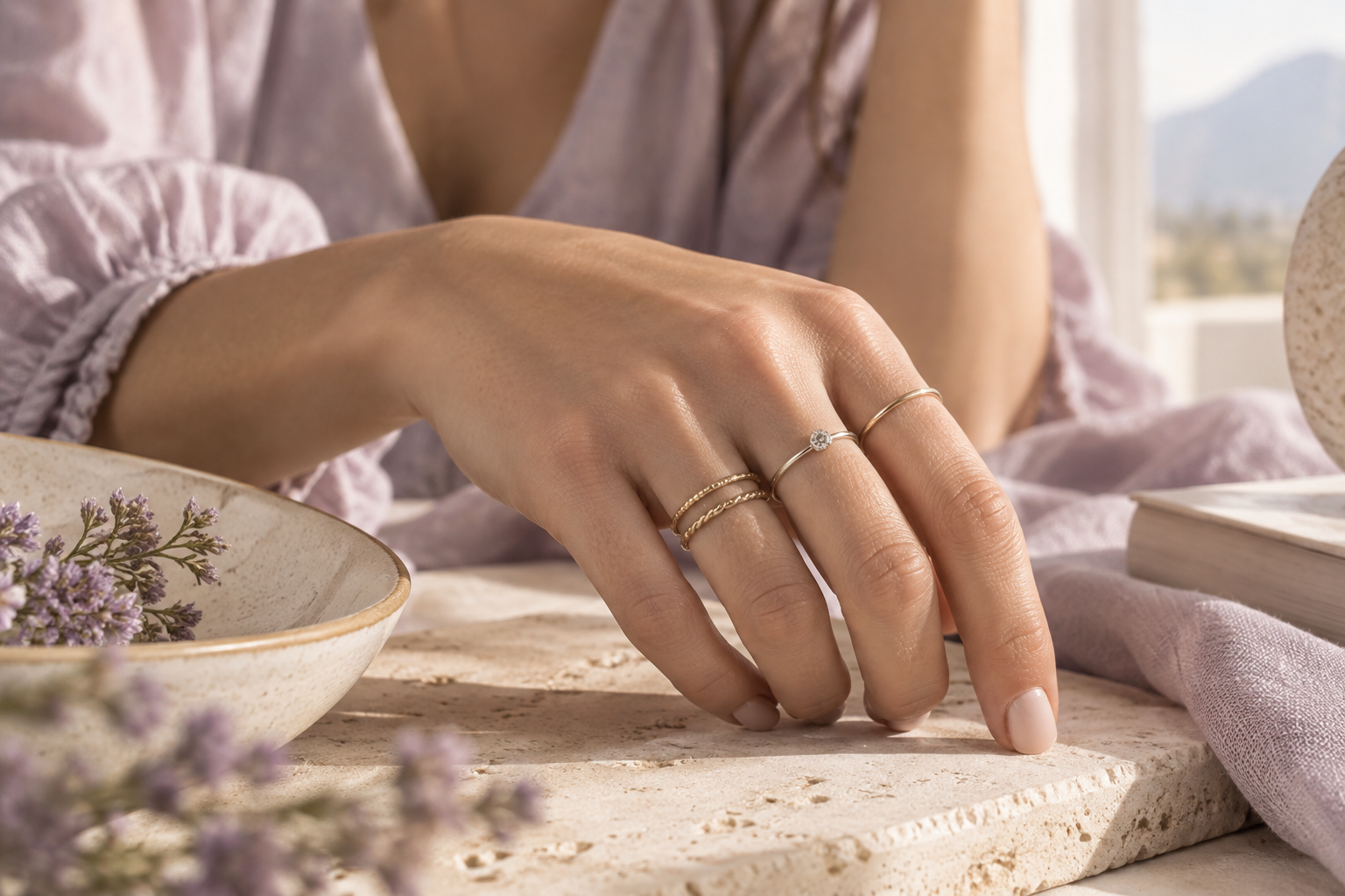Anillos apilados: cómo combinar varios anillos con equilibrio