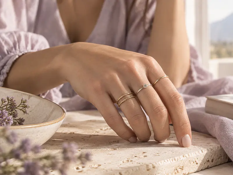 Anillos apilados: cómo combinar varios anillos con equilibrio