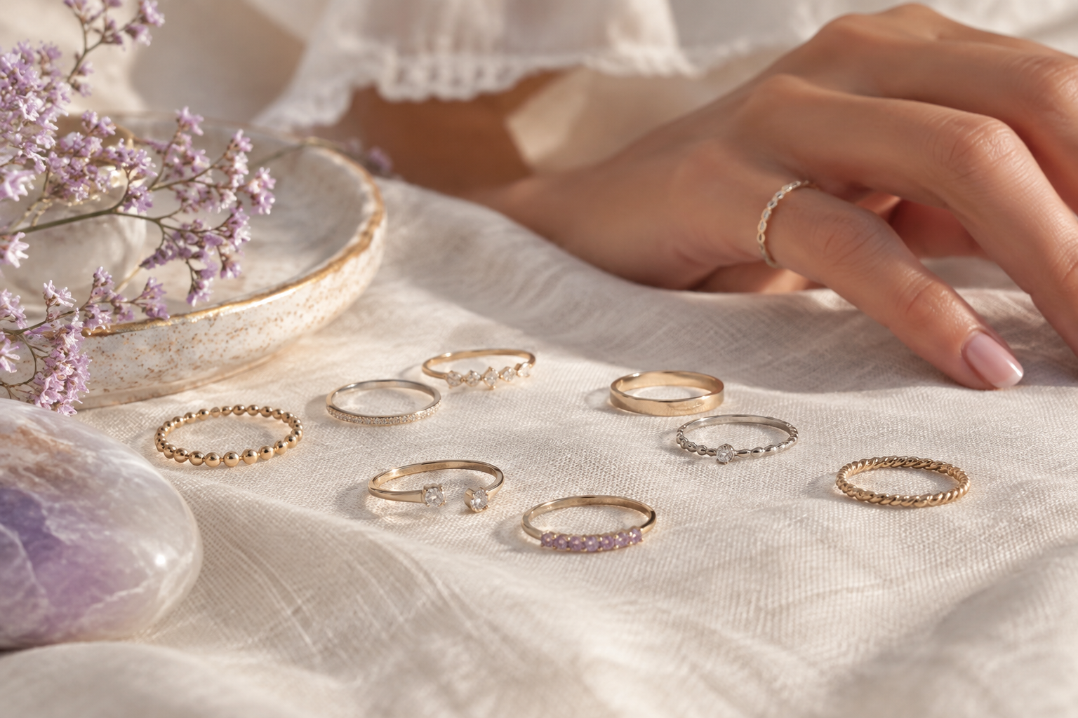 Anillos midi: cómo usarlos y elegir la medida
