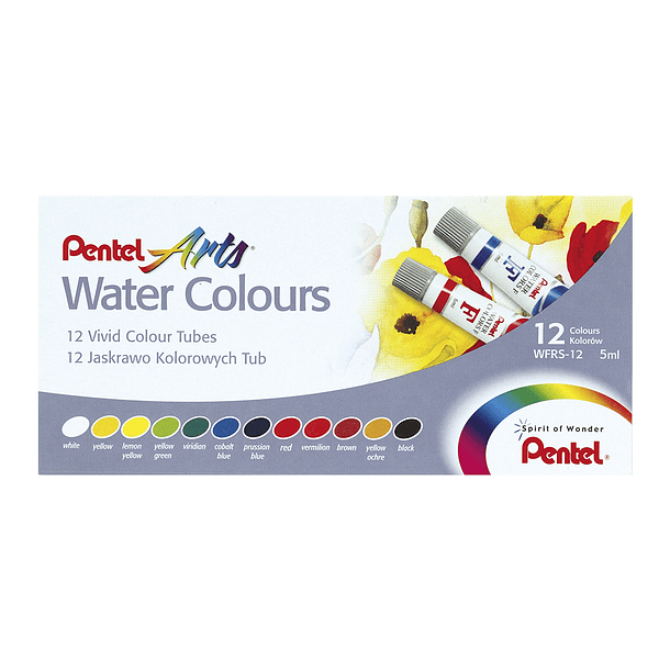 Set Acuarela en tubo Pentel 12 colores 5ml. 