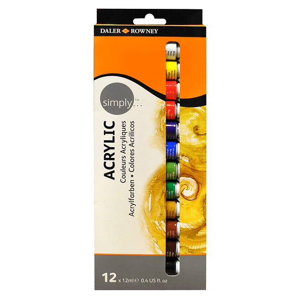 Set pintura acrílica Daler-Rowney 12 colores 12ml. 