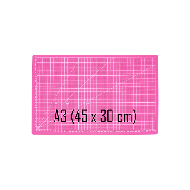 Base de Corte A3 45X30cm con gráfica y ángulos color Rosado